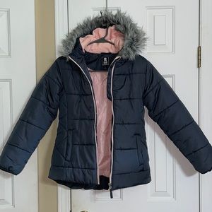 Puff jacket gray and pink